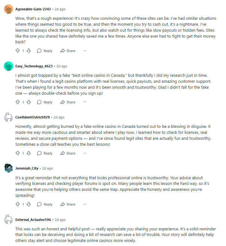 List of customers review